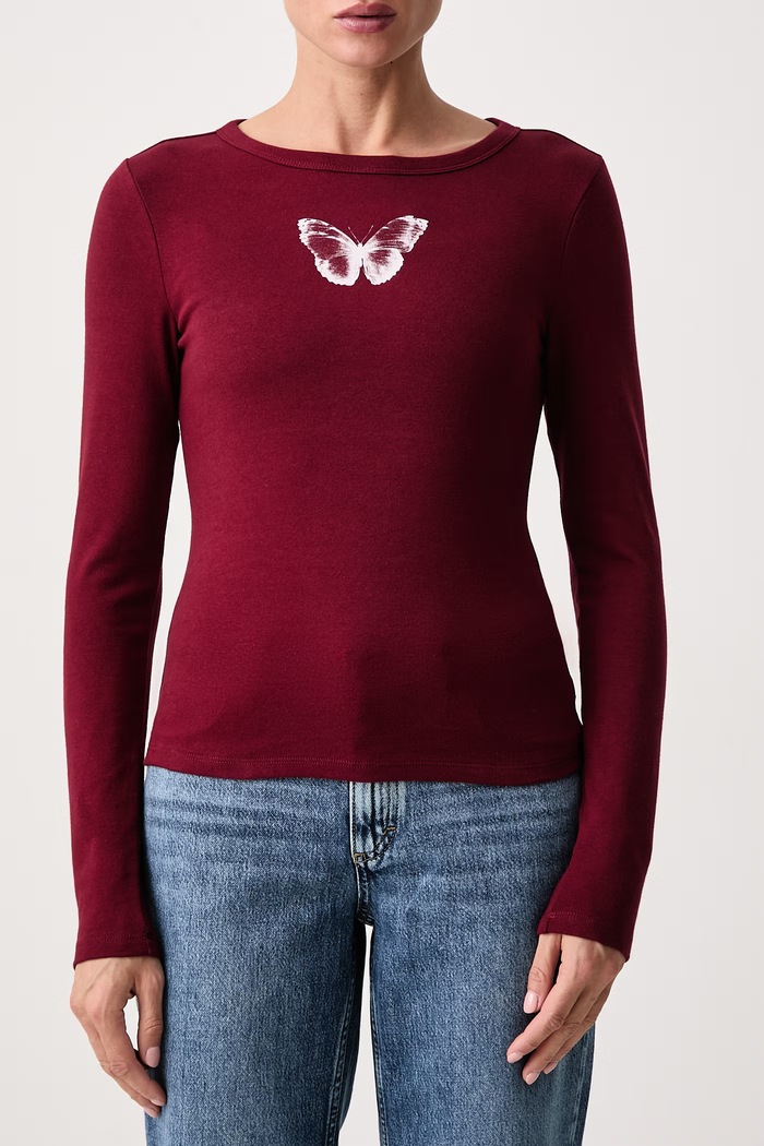 Majica z dolgimi rokavi ženska z bombažem GR HAYES LS Levi's 008CQ rdeča
