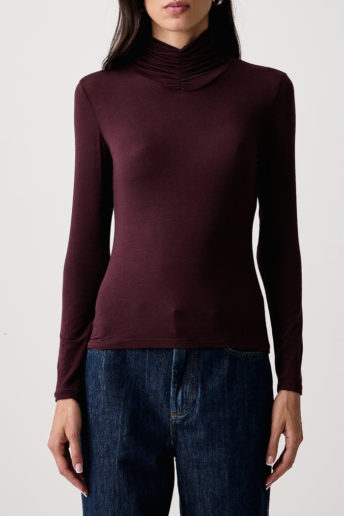 Majica dugih rukava za žene s viskozom Twinset 262TF2064 bordo