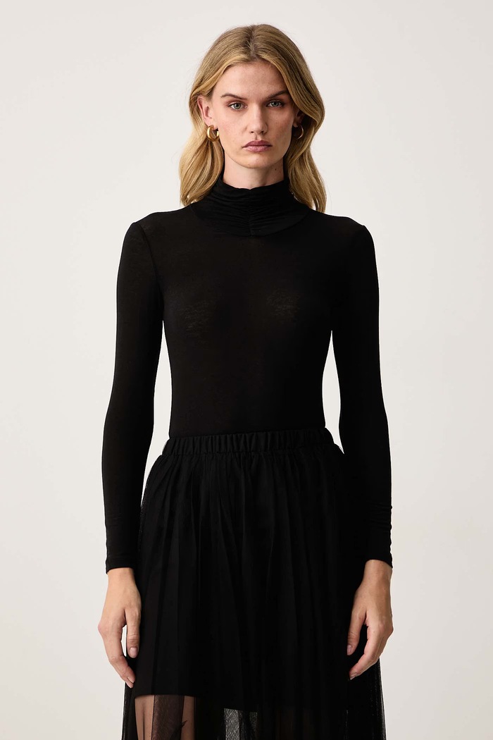 Twinset Longsleeve damski z wiskozą czarny 262TF2064