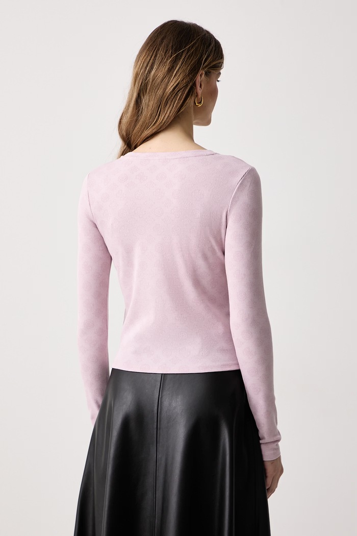 Odzież Guess Longsleeve damski z wiskozą FAUSTA V6BP15.K7234 różowy