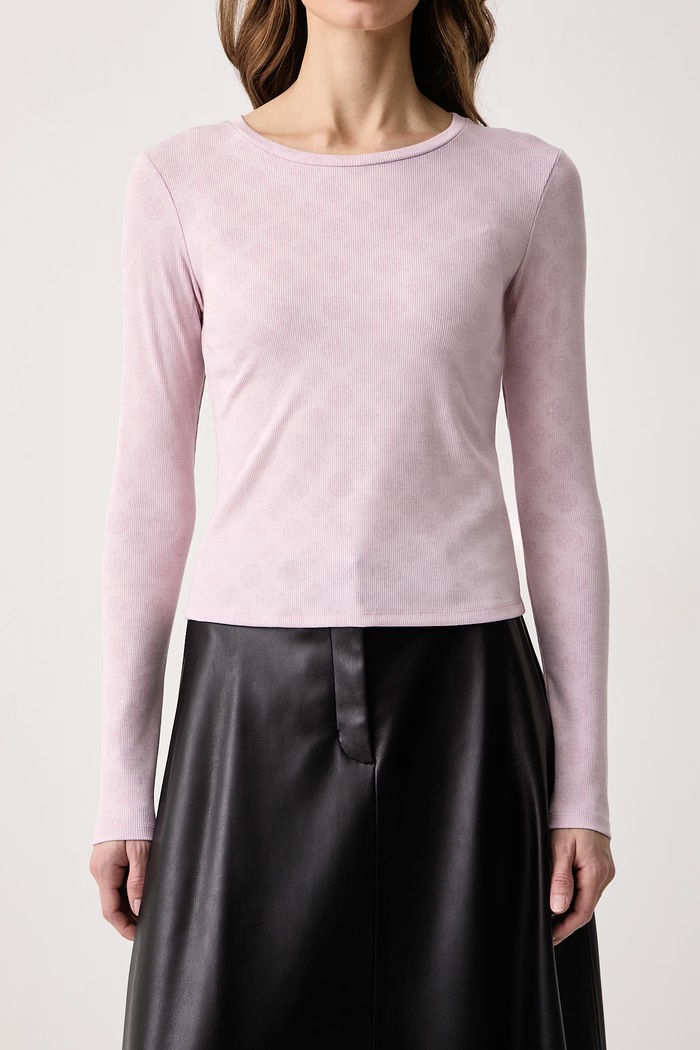 Longsleeve damski z wiskozą FAUSTA Guess V6BP15.K7234 różowy