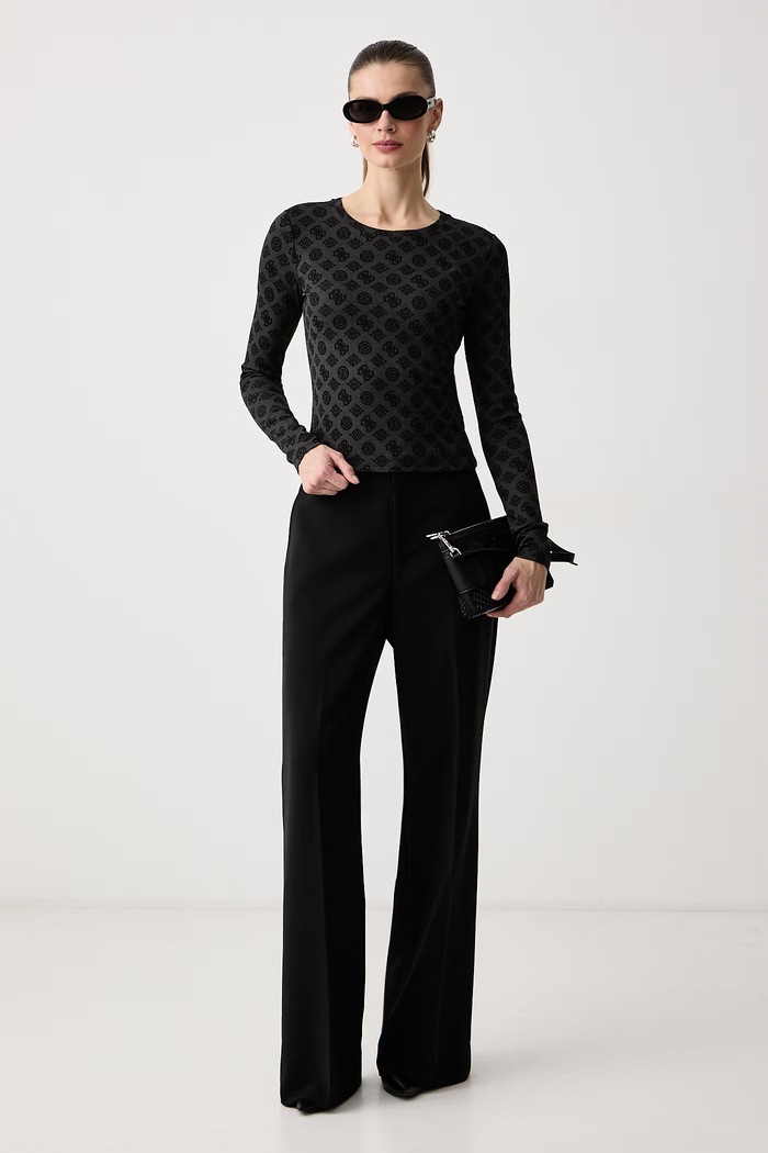 Guess Longsleeve damski z wiskozą FAUSTA V6BP15.K7234 czarny AW26