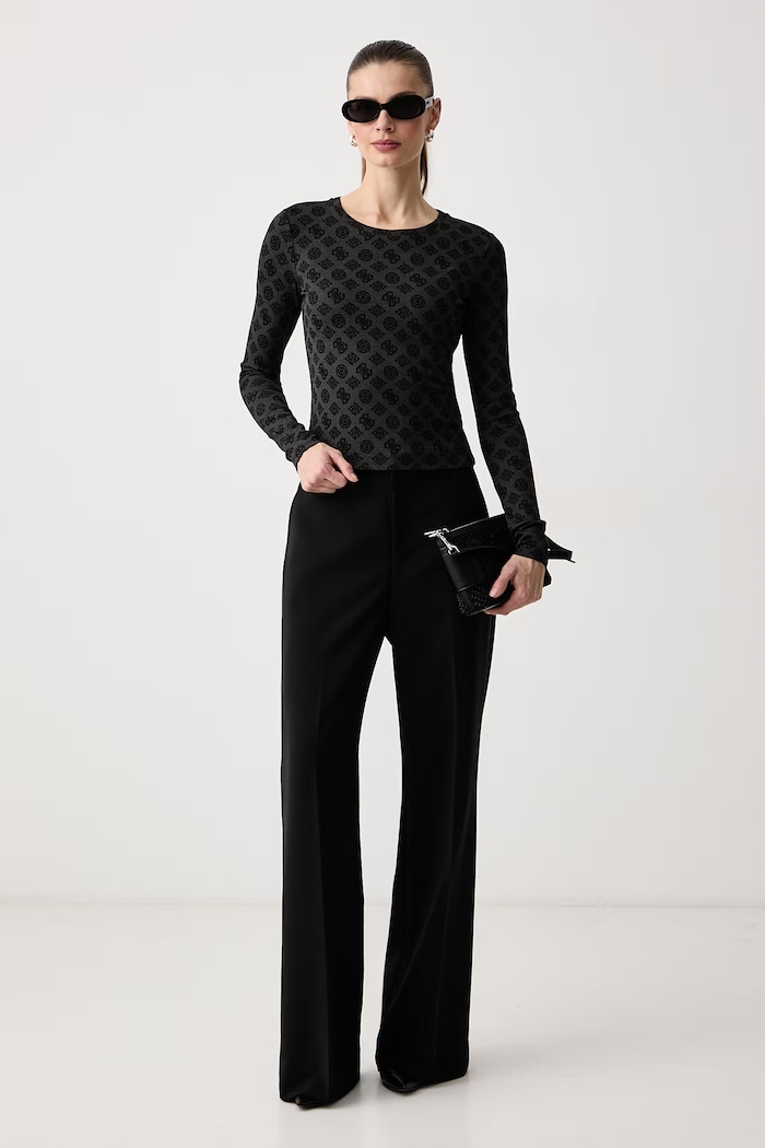 Guess Longsleeve damski z wiskozą FAUSTA V6BP15.K7234 czarny AW26