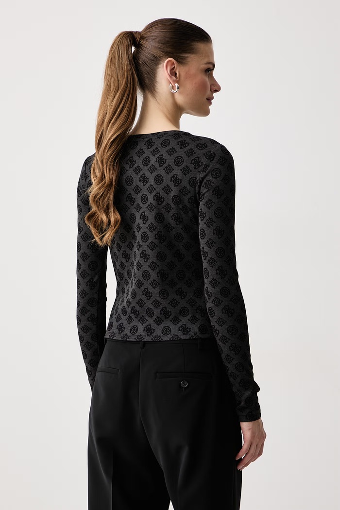 Odzież Guess Longsleeve damski z wiskozą FAUSTA V6BP15.K7234 czarny