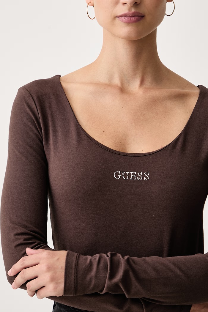 Body pentru femei cu bumbac GRETA Guess V6BP12.K6916 maro