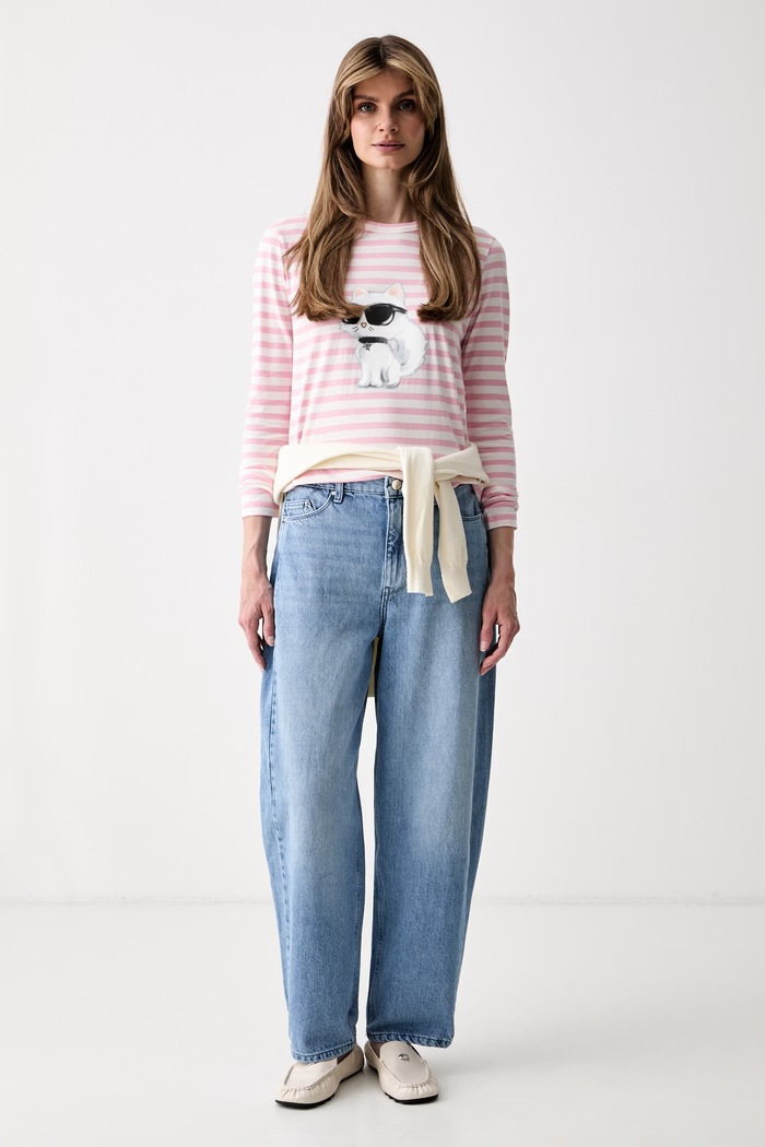 Karl Lagerfeld longsleeve damski bawełniany IKON B3W17043 różowy AW26