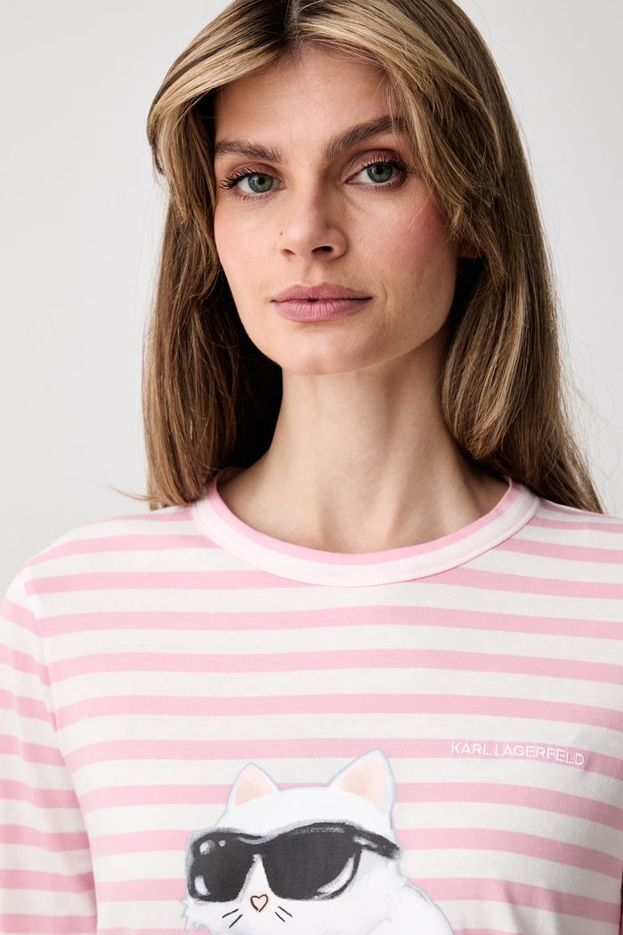 Karl Lagerfeld longsleeve damski bawełniany IKON różowy B3W17043