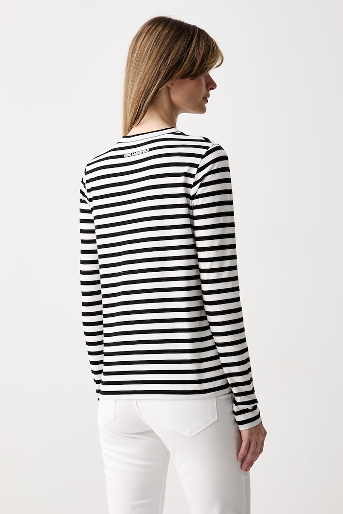 Odzież Karl Lagerfeld longsleeve damski bawełniany IKON B3W17043 czarny