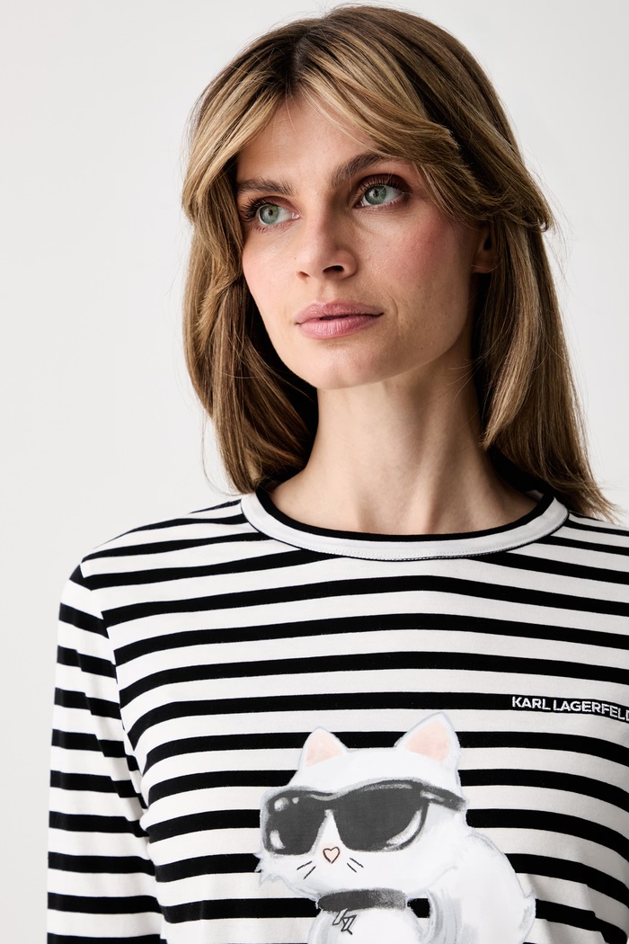 Karl Lagerfeld longsleeve damski bawełniany IKON czarny B3W17043