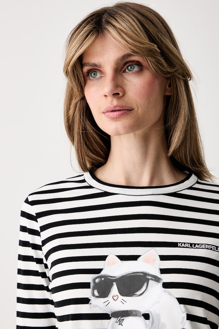 Karl Lagerfeld longsleeve damski bawełniany IKON czarny B3W17043