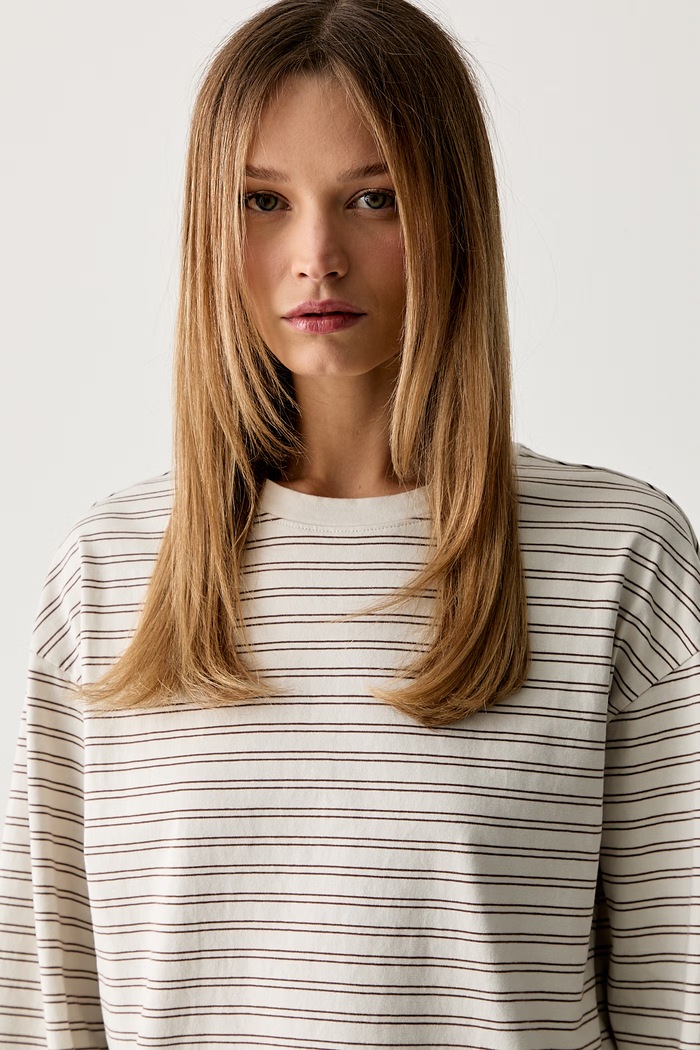rag & bone longsleeve damski bawełniany Kelly beżowy RE7226HT3KW