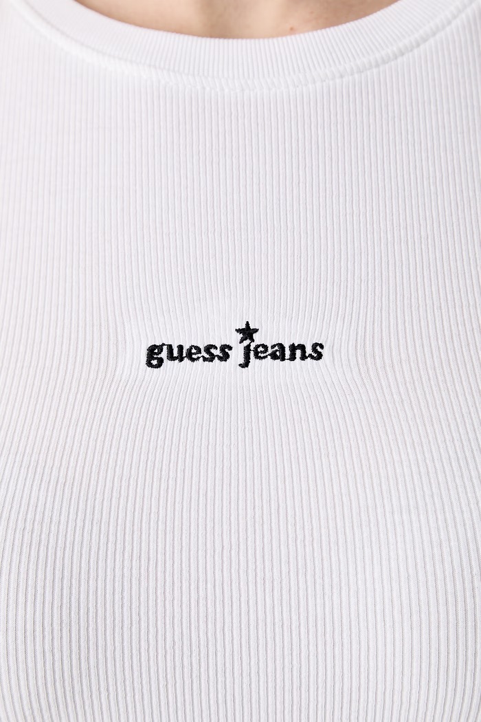 Guess Jeans longsleeve damski bawełniany z elastanem W6YP14.K3821 biały