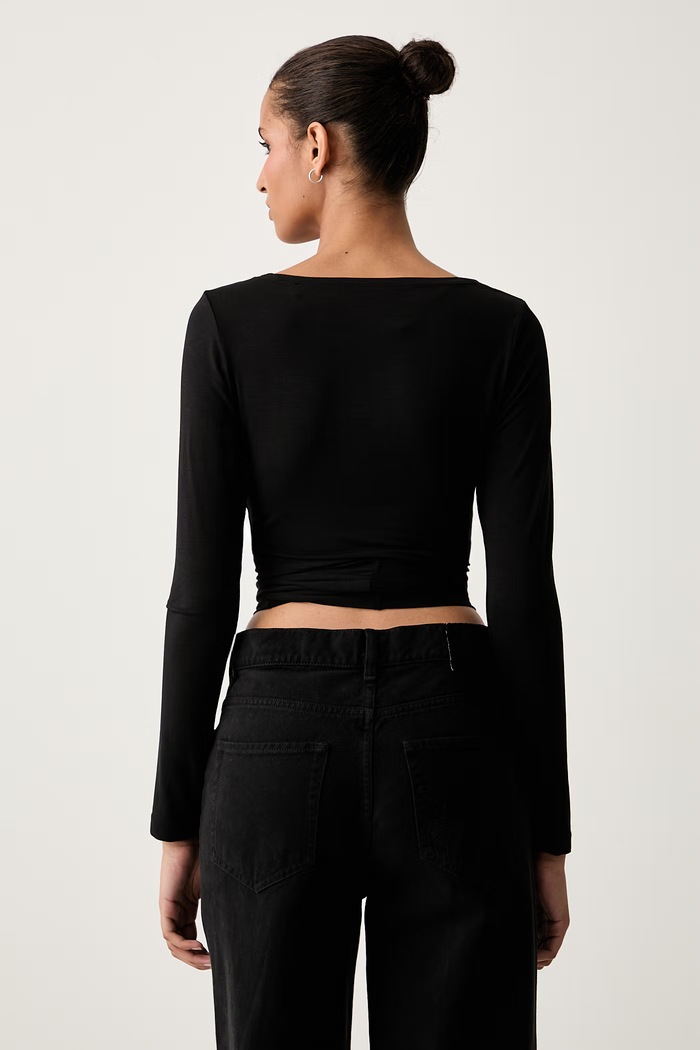 Odjeća Guess Jeans bluza na preklop za žene s modalom W6YP11.K3816 crna