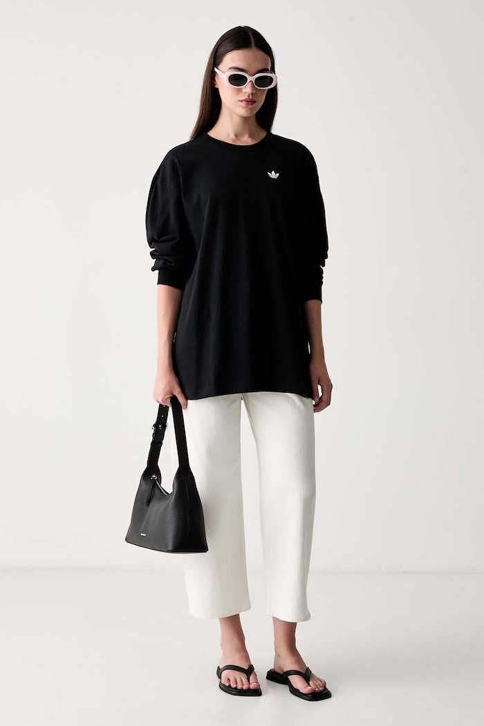 adidas Originals Hosszúujjú női pamut Essentials KQ6727 fekete AW26