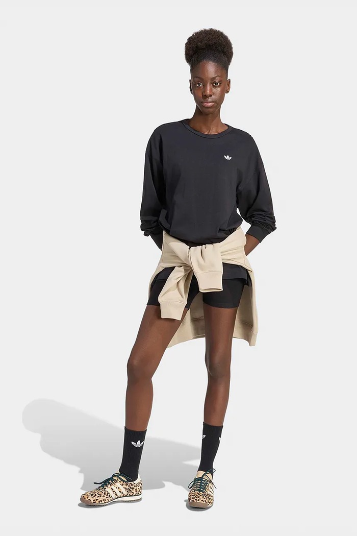 Ρούχα adidas Originals Μακρυμάνικο γυναικείο βαμβακερό Essentials KQ6727 μαύρο
