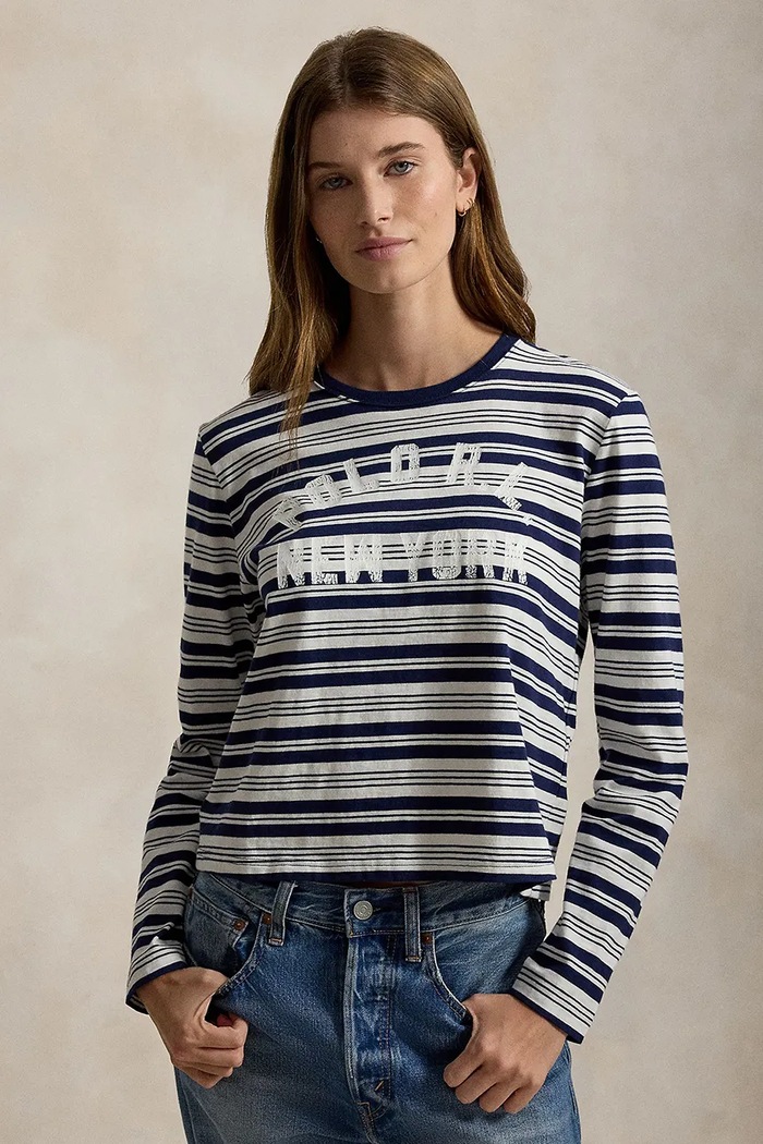 Polo Ralph Lauren longsleeve damski bawełniany granatowy 211B17804