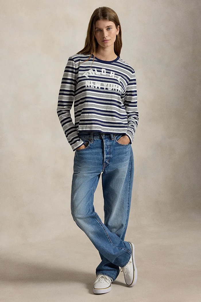 Odzież Polo Ralph Lauren longsleeve damski bawełniany 211B17804 granatowy