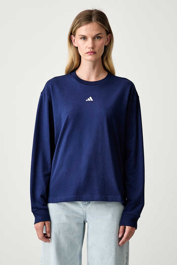 Odzież adidas longsleeve damski bawełniany Essentials KX3178 granatowy