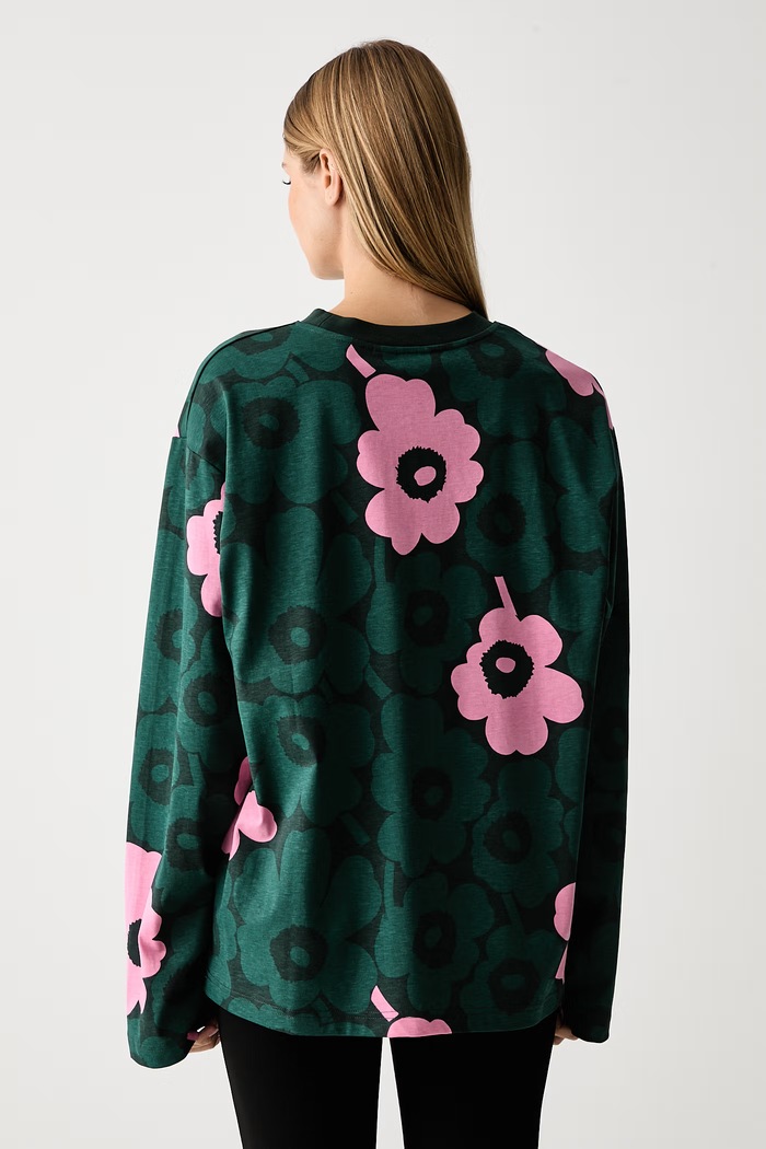 Дрехи Marimekko Блуза с дълги ръкави дамска от памук 096204 зелен