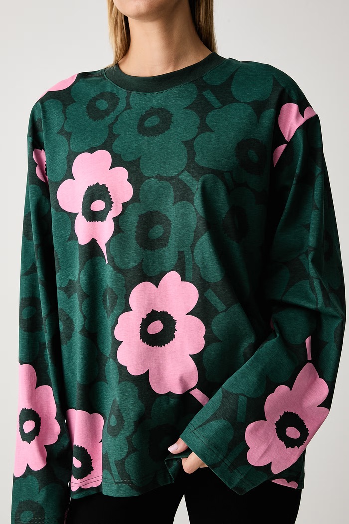 Блуза с дълги ръкави дамска от памук Marimekko 096204 зелен