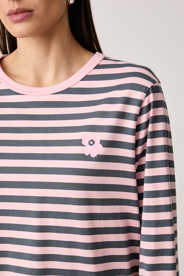 Maglietta a maniche lunghe da donna in cotone Marimekko 096242 rosa
