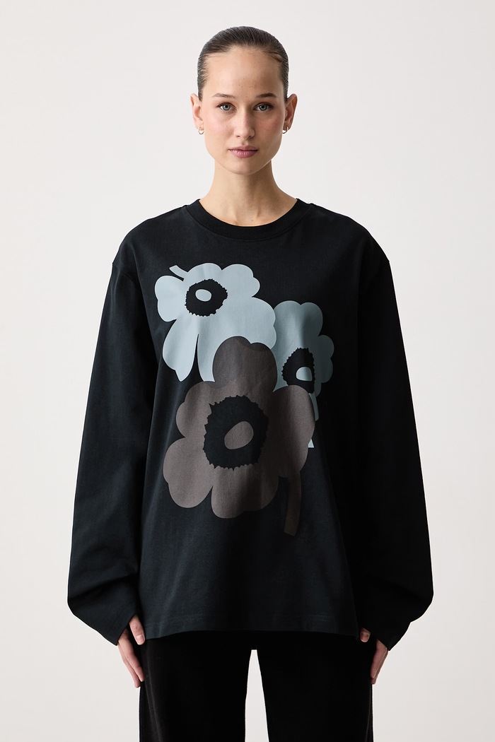 Marimekko Tričko s dlhým rukávom dámske bavlnené čierna 096199