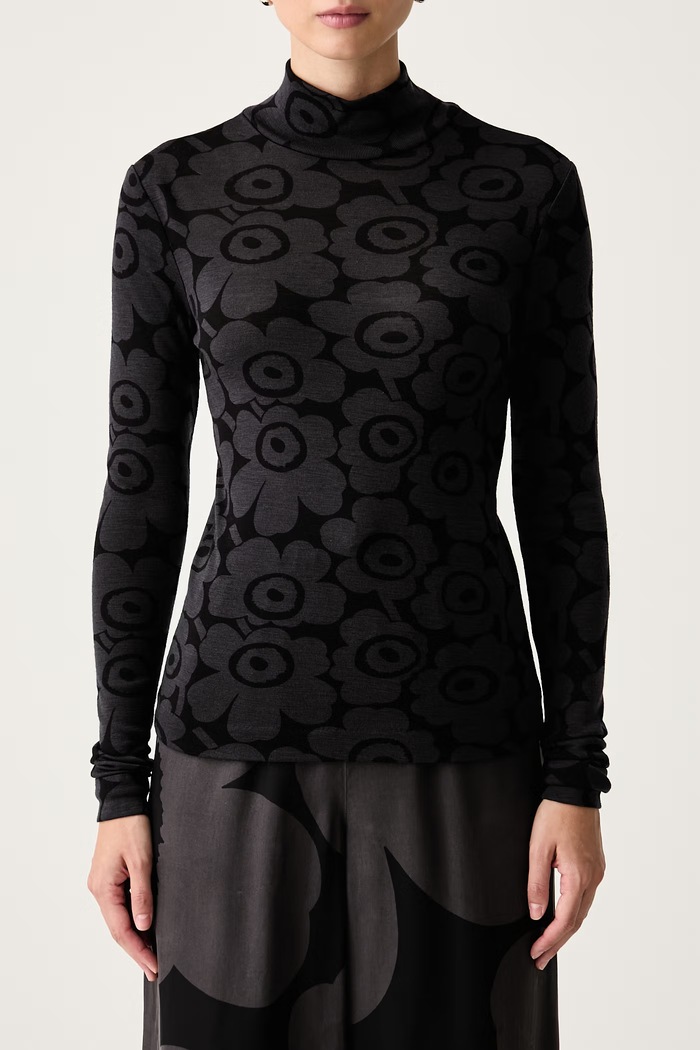 Majica dugih rukava za žene od vune Marimekko 096151 crna