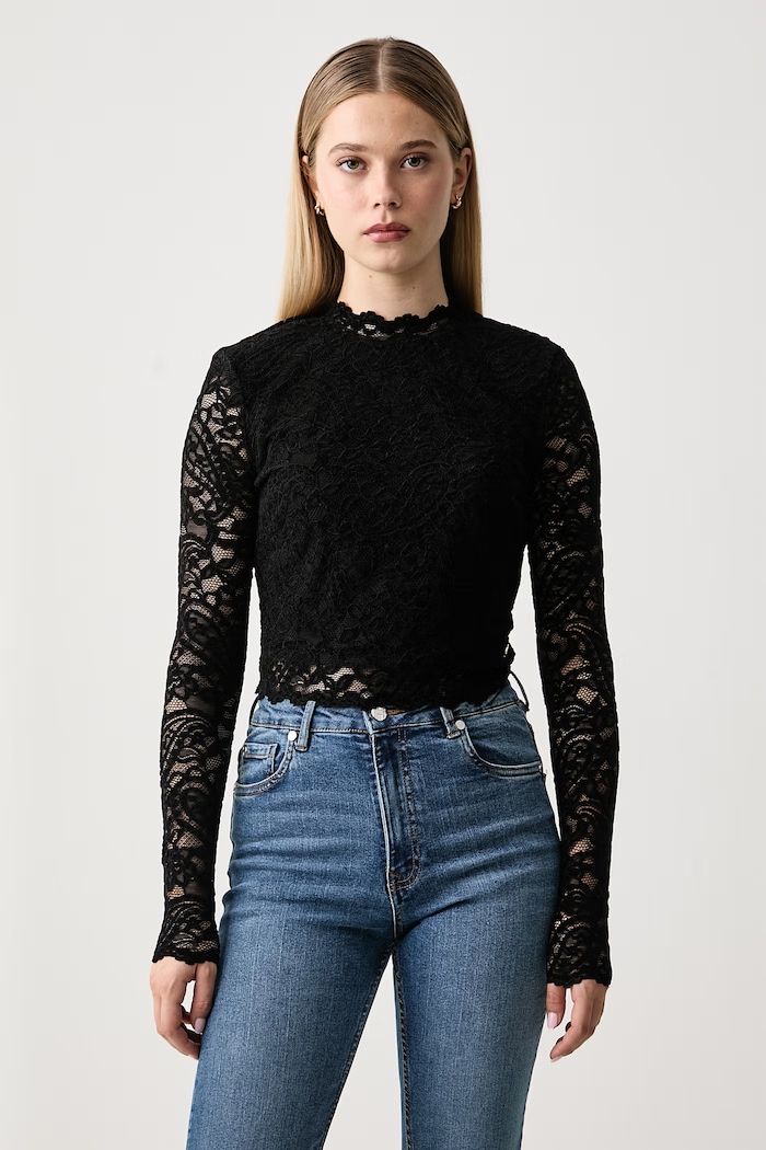 Guess Camicetta da donna in pizzo DESIREE nero W6BP30.K6382