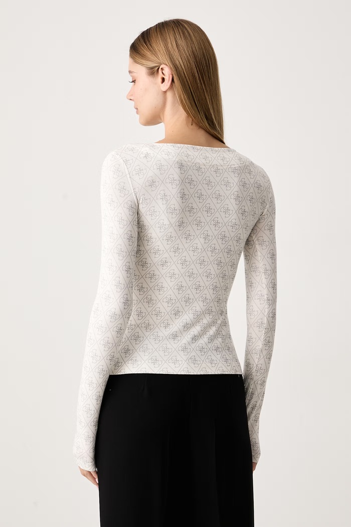 Guess Tričko s dlhým rukávom dámske s viskózou TEODORA W6BP26.K6284 béžová AW26