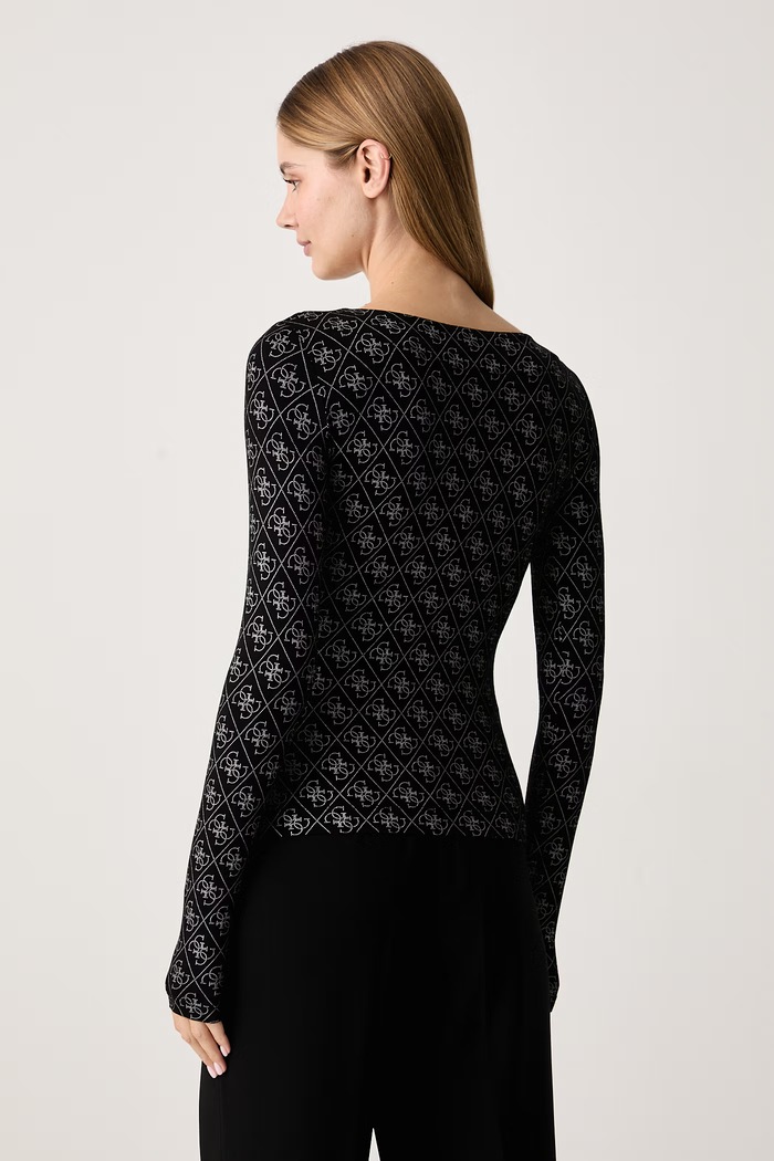 Guess Tričko s dlhým rukávom dámske s viskózou TEODORA W6BP26.K6284 čierna AW26