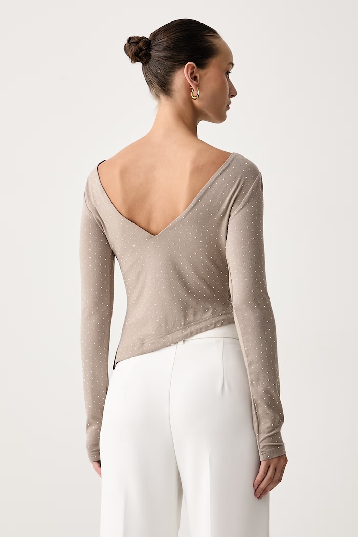 Guess Tričko s dlhým rukávom dámske s viskózou CHRISSY W6BP25.K6281 béžová AW26