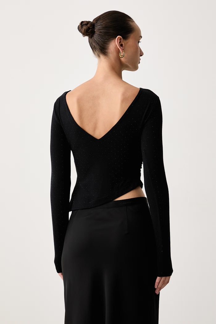 Guess Tričko s dlhým rukávom dámske s viskózou CHRISSY W6BP25.K6281 čierna AW26