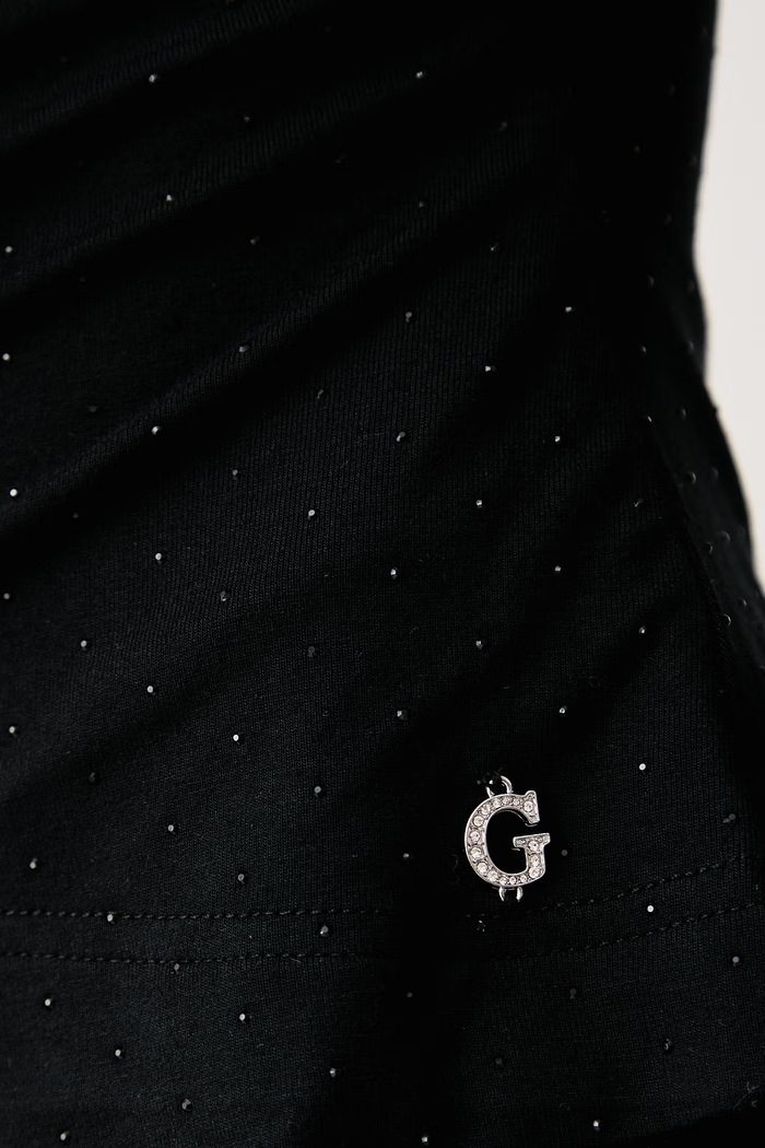 Tričko s dlhým rukávom dámske s viskózou CHRISSY Guess W6BP25.K6281 čierna