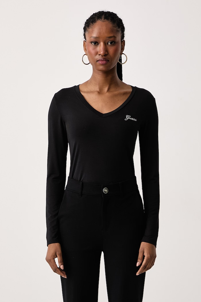 Guess Longsleeve pentru femei cu modal negru W6BI56.K6890