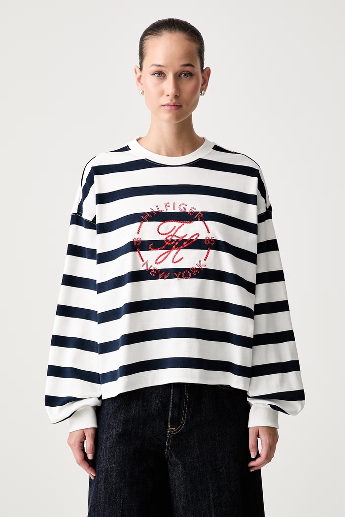 Tommy Hilfiger μακρυμάνικο γυναικείο βαμβακερό σκούρο μπλε WW0WW50969
