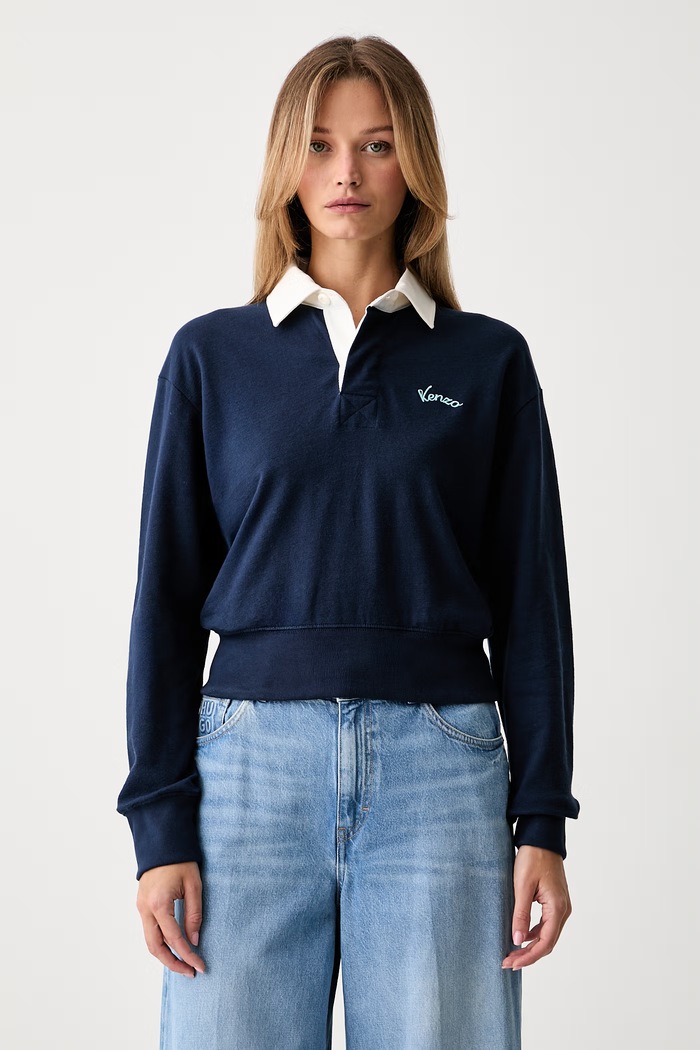 Kenzo bluzka damska bawełniana granatowy FG62PO5504SU