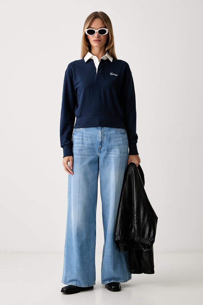 Kenzo bluzka damska bawełniana FG62PO5504SU granatowy AW26