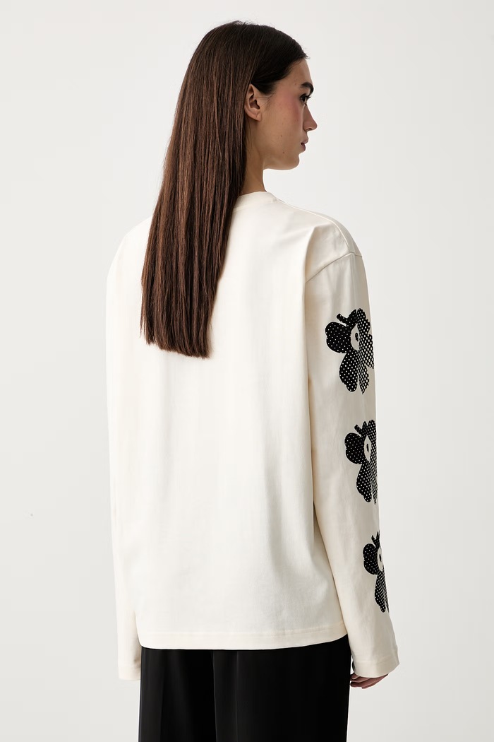 Ρούχα Marimekko μακρυμάνικο γυναικείο βαμβακερό 095890 μπεζ