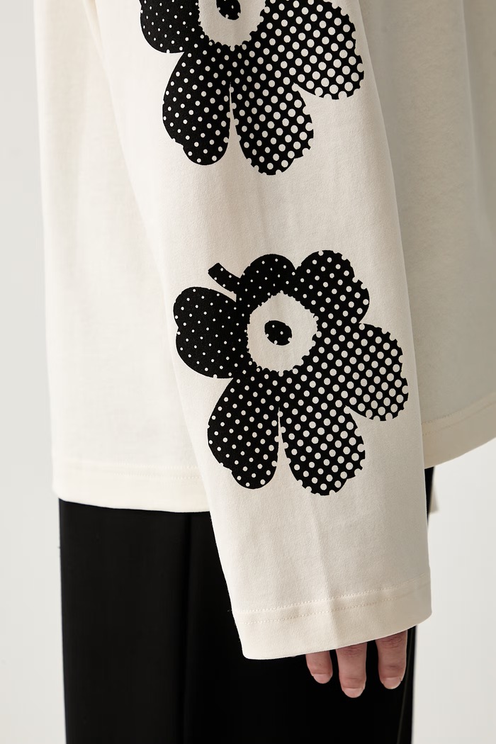 Marimekko μακρυμάνικο γυναικείο βαμβακερό 095890 μπεζ