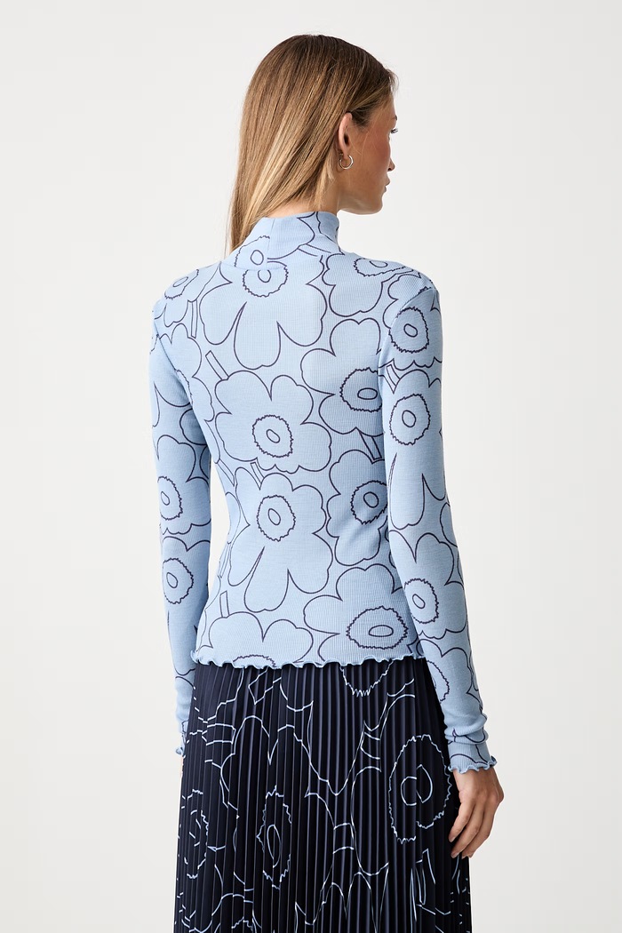 Odjeća Marimekko majica dugih rukava ženska od vune 095930 plava