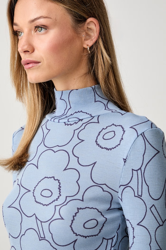 Marimekko majica dugih rukava ženska od vune plava 095930