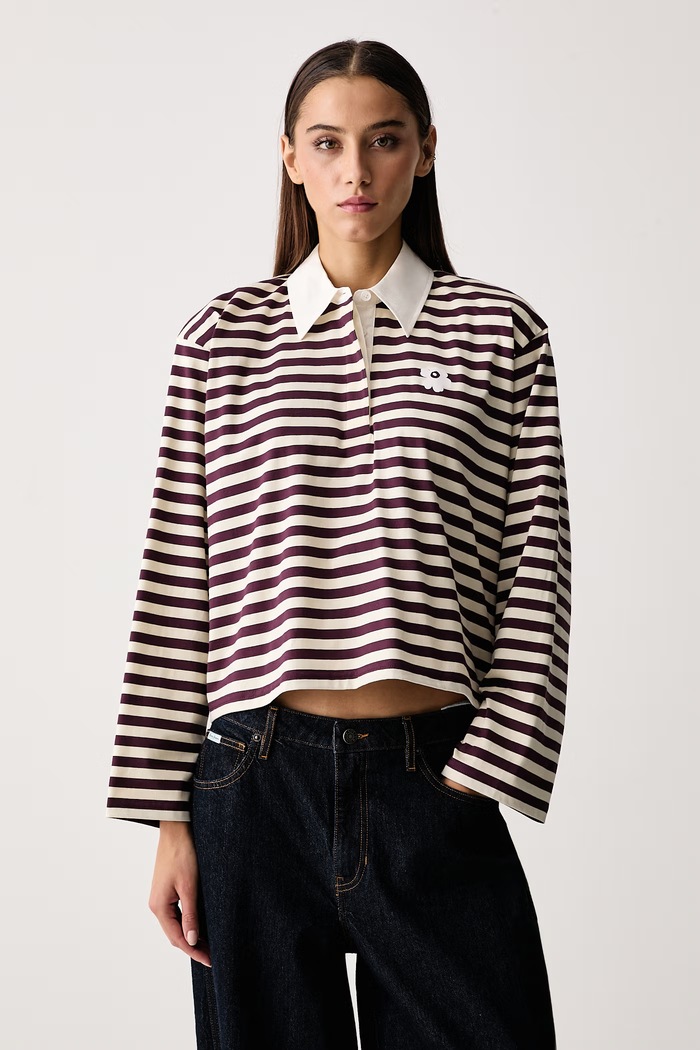 Marimekko Majica dugih rukava za žene od pamuka bordo 095909