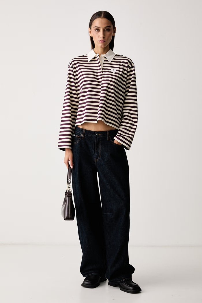 Marimekko Majica dugih rukava za žene od pamuka 095909 bordo AW26