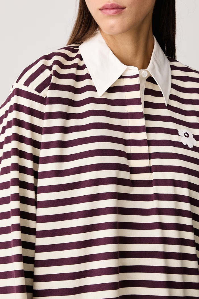 Majica dugih rukava za žene od pamuka Marimekko 095909 bordo