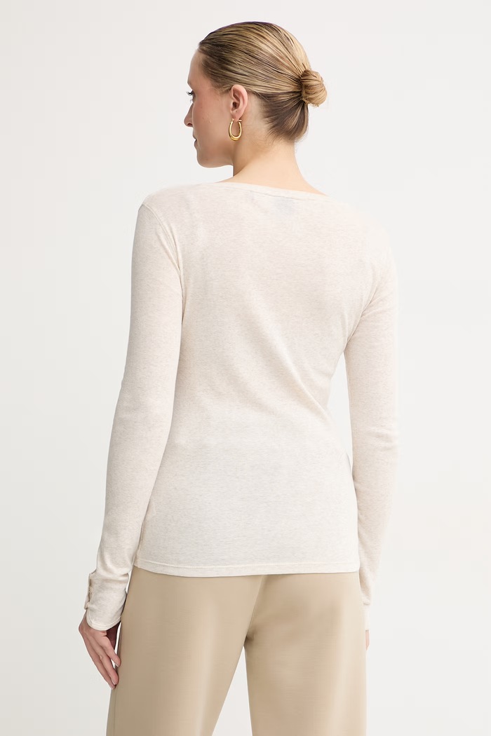 Îmbrăcăminte BOSS Orange longsleeve pentru femei, cu bumbac C_Edeline_1 50566005 bej