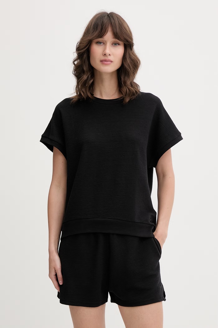 BOSS lounge tričko dámske s lyocellom BB TEXTURE_Top čierna 50566104
