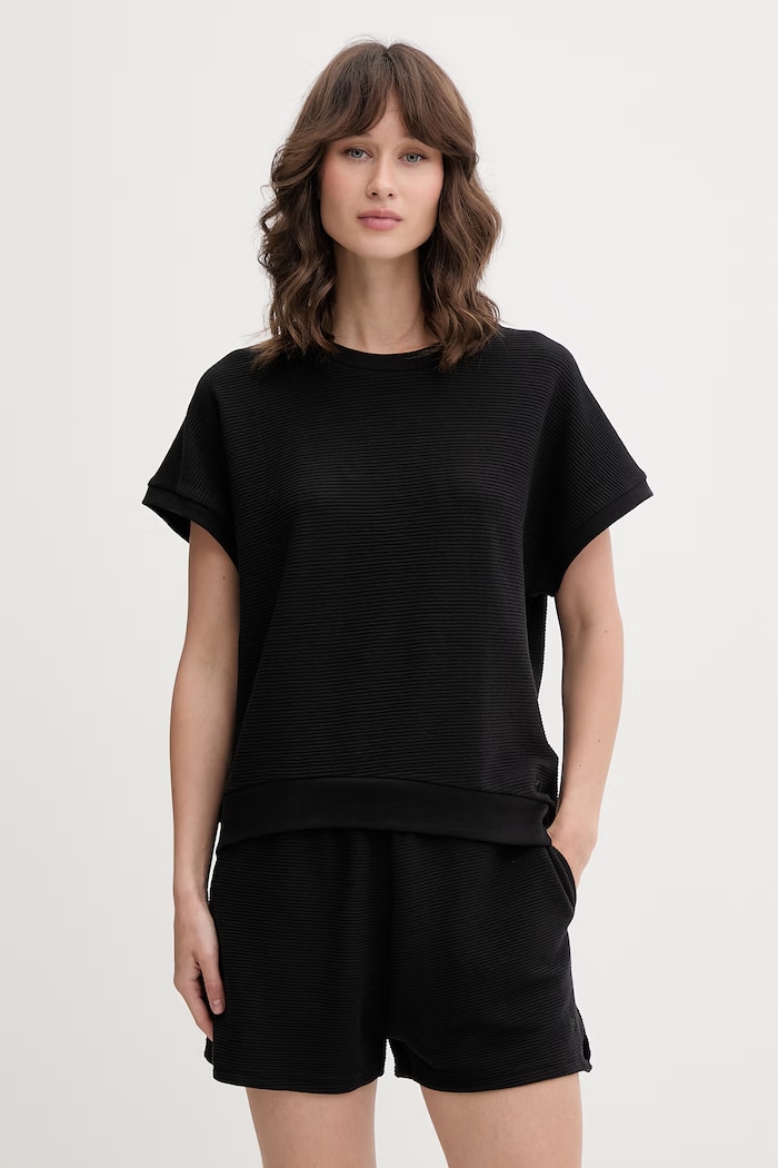BOSS lounge tričko dámske s lyocellom BB TEXTURE_Top čierna 50566104