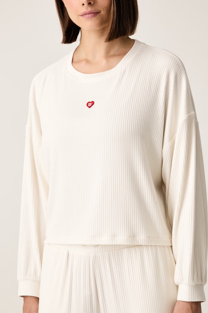 Bluza lounge damska z modalem HUGO HEART TOP HUGO 50566668 beżowy