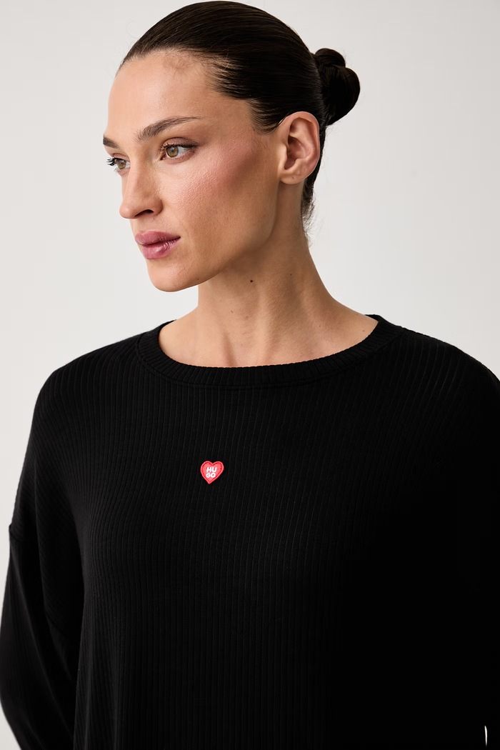 HUGO кофта loungwear женская с модалом HUGO HEART TOP чёрный 50566668