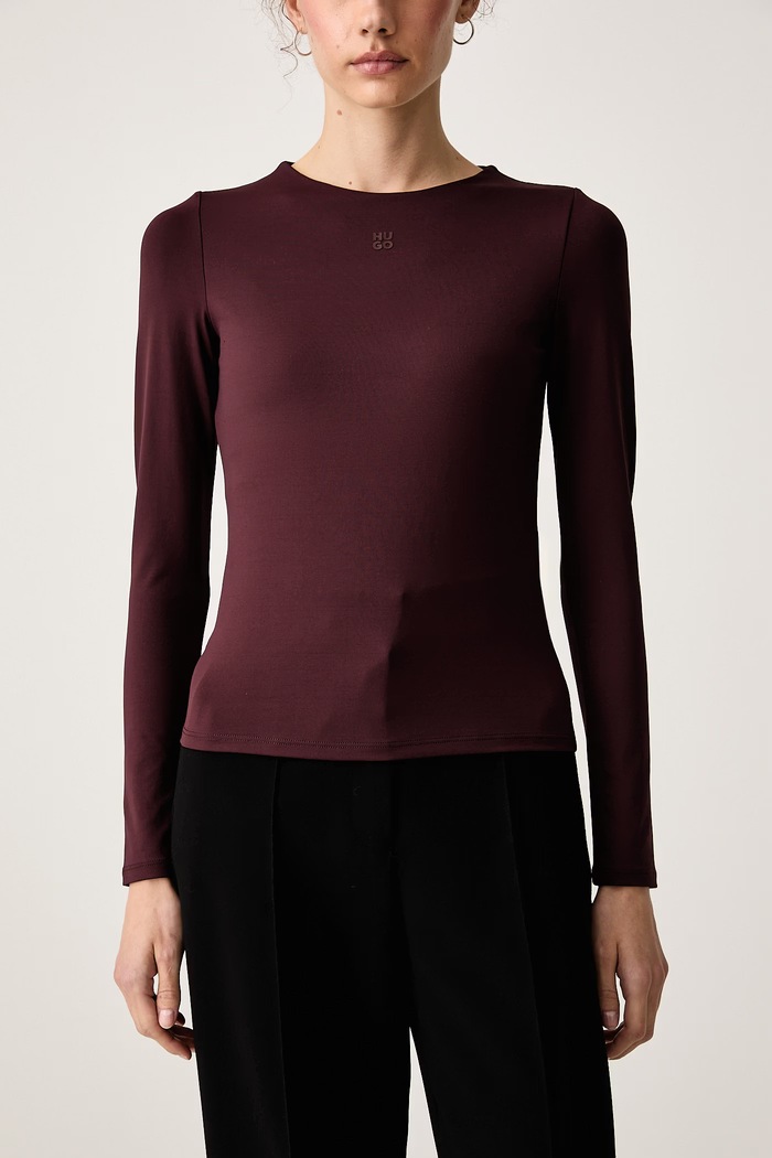 Longsleeve damski Dasiia HUGO 50545208 brązowy